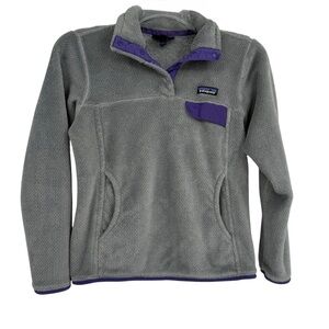 PATAGONIA Re-Tool T-Snap Pullover Fleece Jacket Women's Size Small Gray Purple